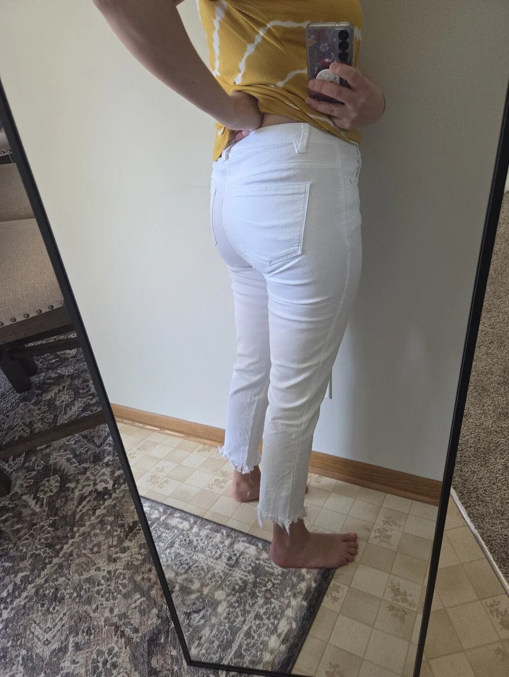 Democracy Ab Tech High Rise Slim Straight Leg Jeans White Frayed Cuff - Picture 5 of 14